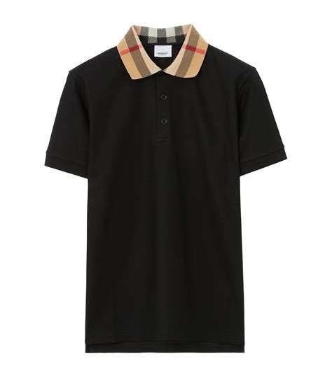 polo burberry branca|Check Collar Cotton Polo Shirt in Black .